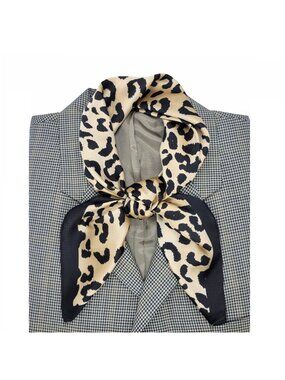 ✨Elegant Bandana Square Scarf Silky Satin Cheetah Print Leopard Head Neck New